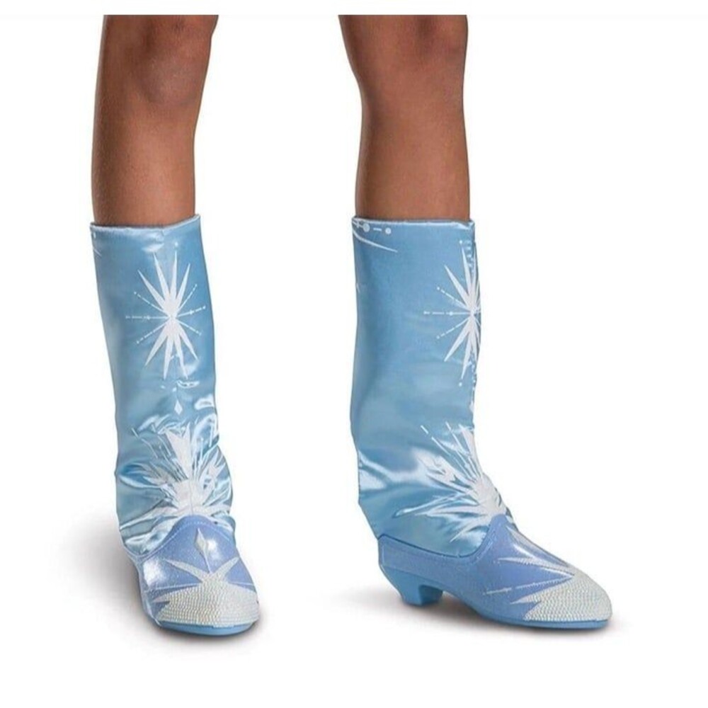 Disney Kids Frozen Elsa dress up costume boots blue glitter halloween size L